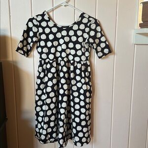 Hanna Andersson Black and Cream Polka Dot Dress